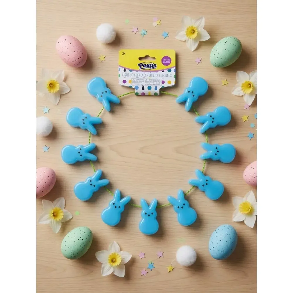 Peeps Light Up Bunny Necklace – Blue Easter Glow Fun!